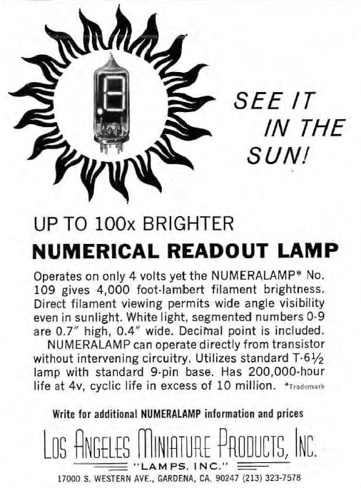 Numeralamp Numitron Tube Advertisement